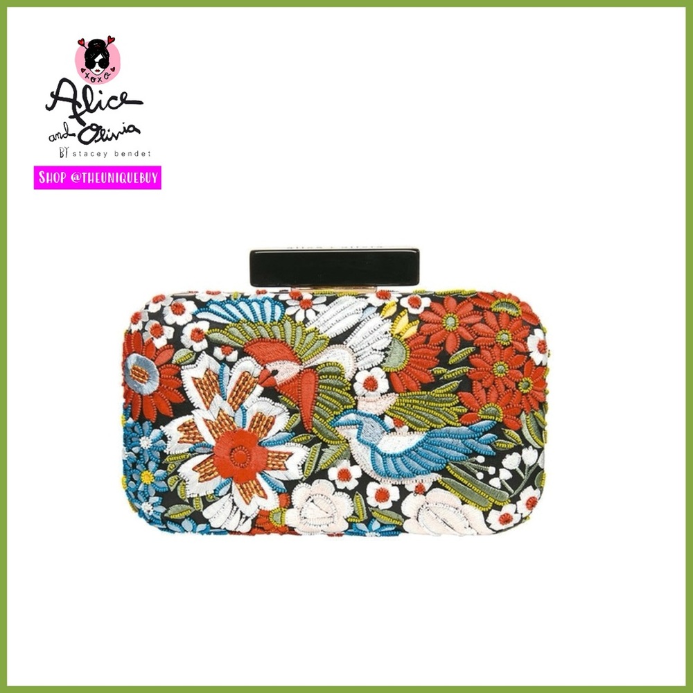Alice + Olivia Multicolor Embroidered Clutch